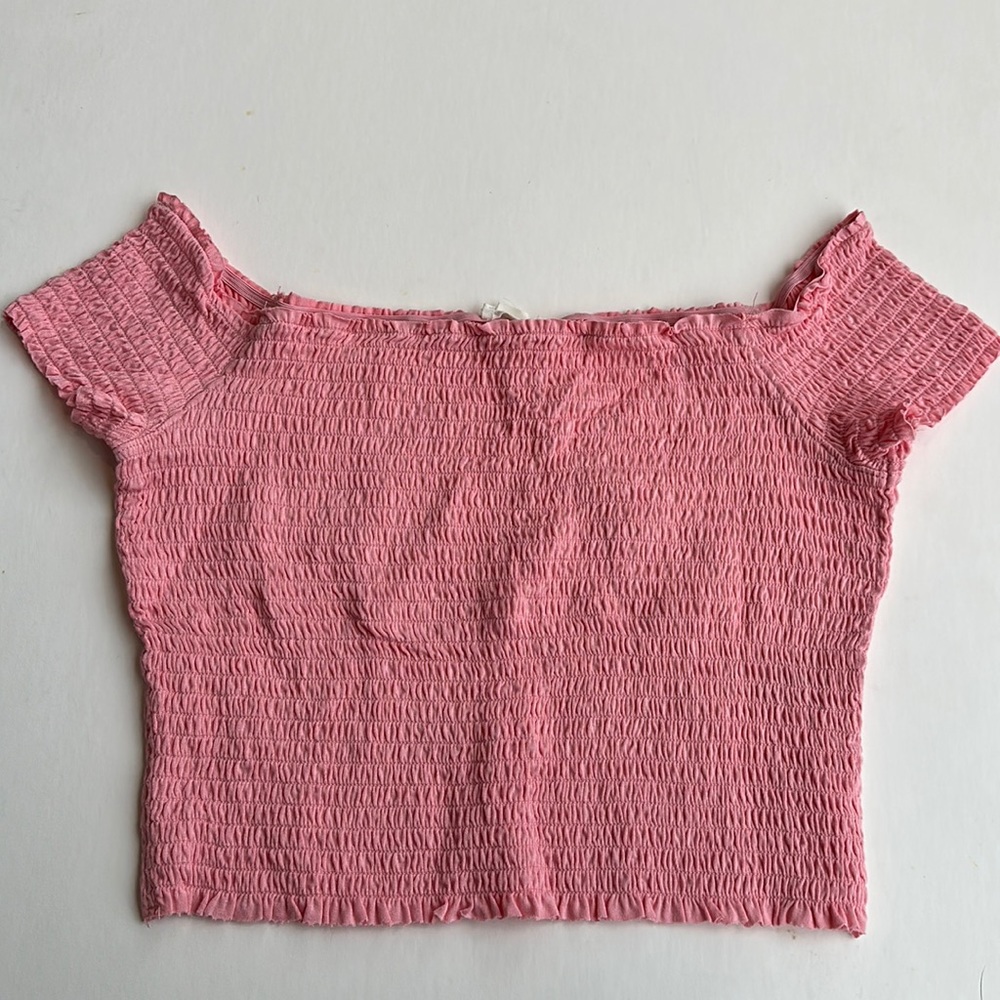 Garage Pink Off Shoulder Crop Stretchy Top